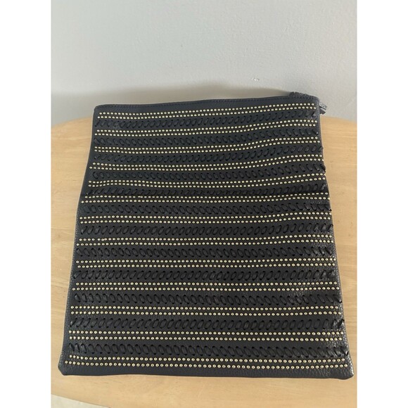 Shiraleah Dark Blue Fold Over Clutch Purse Beaded Braided Tassel Anthropologie - Picture 4 of 15